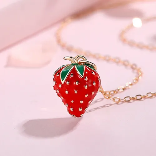 Dây Chuyền Nữ Lili Jewelry Hình Quả Dâu Tây Monica LILI_097626 Màu Đỏ-Vàng Hồng