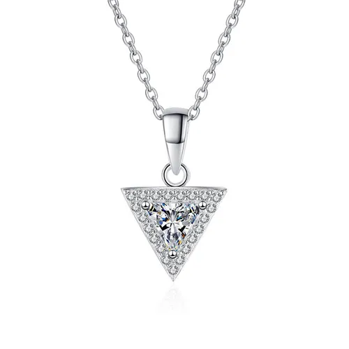 Dây Chuyền Nữ Lili Jewelry Hình Tam Giác Kim Cương Moissanite 0.5 Carat Joyce LILI_099460 Màu Bạc
