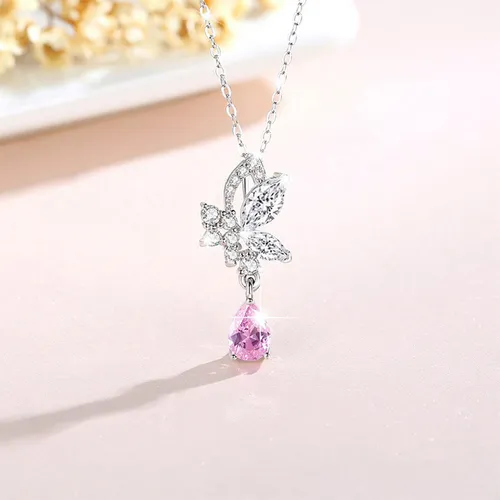 Trang sức - Dây Chuyền Nữ Lili Jewelry Hồ Điệp Jovie LILI_097544 Màu Bạc Phối Hồng - Vua Hàng Hiệu
