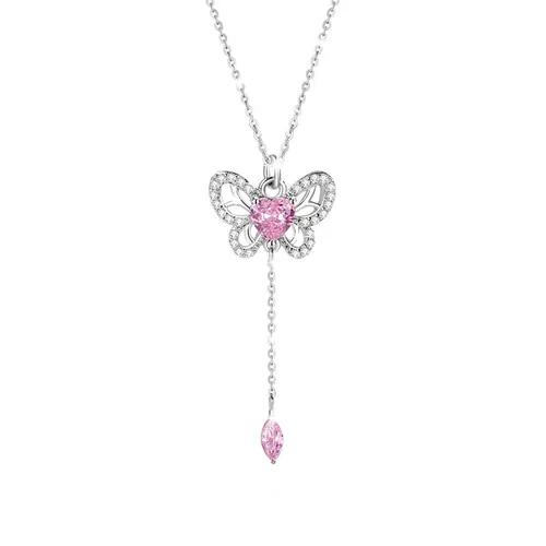 Trang sức - Dây Chuyền Nữ Lili Jewelry Hồ Điệp Mercy LILI_098264 Màu Bạc Phối Hồng - Vua Hàng Hiệu