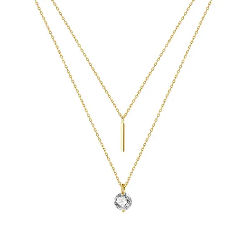 Dây Chuyền Nữ Lili Jewelry Mạ Vàng 2 Tầng Đính Đá CZ Tròn Sunday LILI_531821 Màu Vàng Gold - Trang sức - Vua Hàng Hiệu