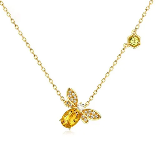 Dây Chuyền Nữ Lili Jewelry Mạ Vàng Đính Đá Citrine Ong Nhỏ LILI_547779 Màu Bạc - Trang sức - Vua Hàng Hiệu