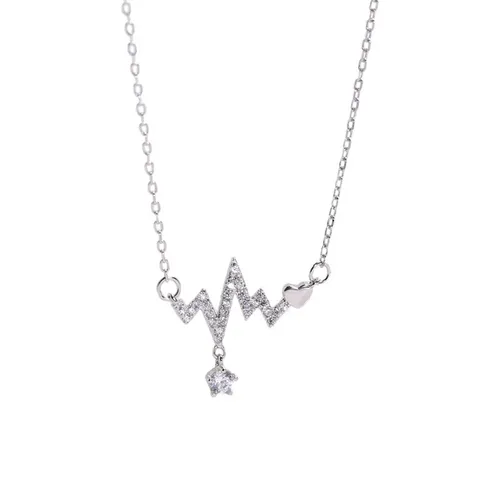 Dây Chuyền Nữ Lili Jewelry Đính Đá CZ Nhịp Tim LILI_293746 Màu Bạc