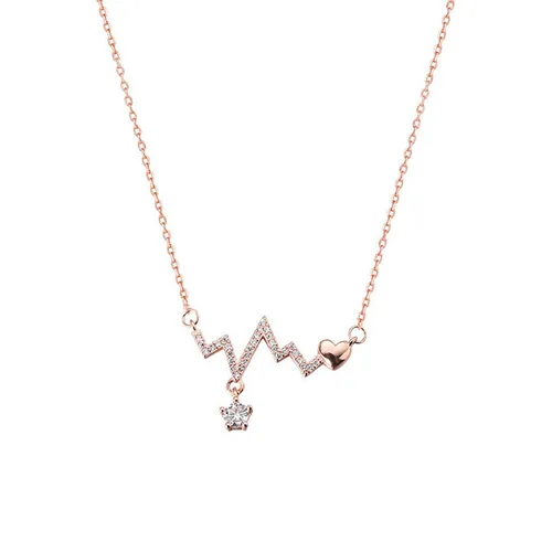 Dây Chuyền Nữ Lili Jewelry Mạ Vàng Đính Đá CZ Nhịp Tim LILI_293746 Màu Vàng Hồng - Trang sức - Vua Hàng Hiệu