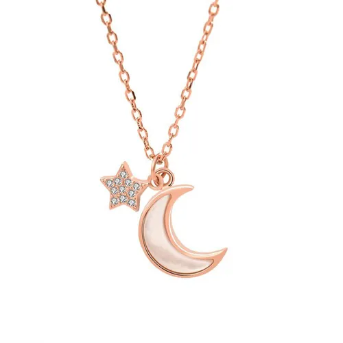 Dây Chuyền Nữ Lili Jewelry Mạ Vàng Hồng Đính Đá CZ Mặt Trăng Sao Lovely LILI_652773 Màu Vàng Hồng - Trang sức - Vua Hàng Hiệu
