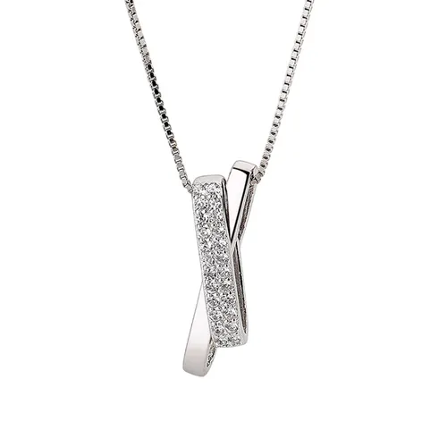 Dây Chuyền Nữ Lili Jewelry Mảnh Nhỏ Đính Đá CZ Hình Trái Tim Cách Điệu Nolan LILI_255281 Màu Bạc
