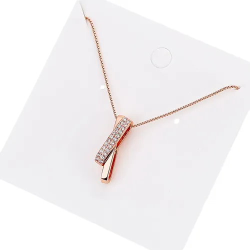 Dây Chuyền Nữ Lili Jewelry Mảnh Nhỏ Đính Đá CZ Hình Trái Tim Cách Điệu Nolan LILI_255281 Màu Vàng Hồng - Trang sức - Vua Hàng Hiệu