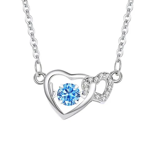 Dây Chuyền Nữ Lili Jewelry Trái Tim Ghép Đôi Nyra LILI_071614 Màu Bạc Xanh - Trang sức - Vua Hàng Hiệu