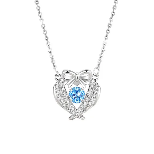 Dây Chuyền Nữ Lili Jewelry Trái Tim Thắt Nơ Valery LILI_098289 Màu Bạc