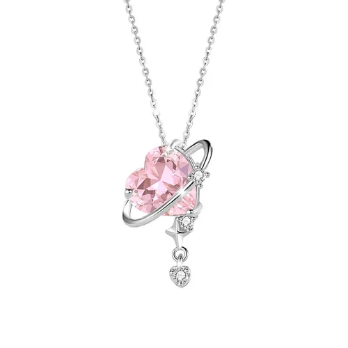 Trang sức - Dây Chuyền Nữ Lili Jewelry Trái Tim Trời Sao Rivka LILI_098280 Màu Bạc Phối Hồng - Vua Hàng Hiệu