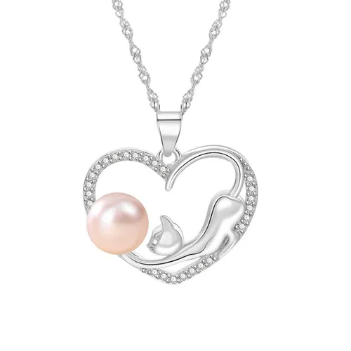 Trang sức - Dây Chuyền Nữ Lili Jewelry Trái Tim Và Mèo Nhỏ LILI_875778 Màu Bạc Hồng - Vua Hàng Hiệu