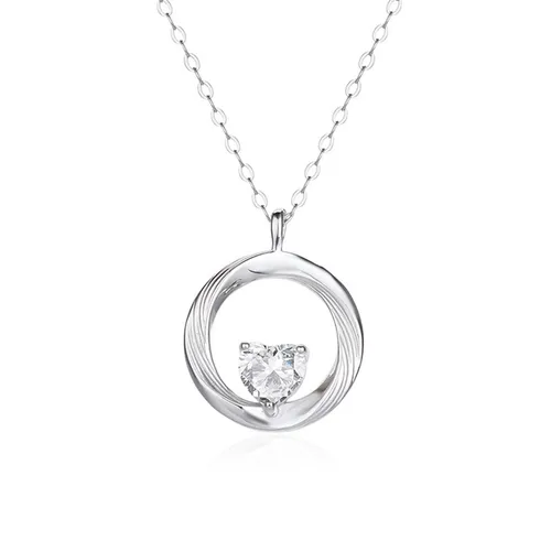 Dây Chuyền Nữ Lili Jewelry Tròn Đính Đá CZ Trái Tim Kaydence LILI_098854 Màu Bạc - Trang sức - Vua Hàng Hiệu
