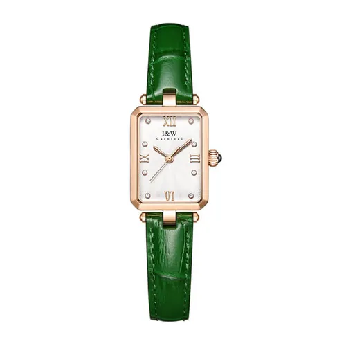 Đồng Hồ Nữ I&W Carnival Leather Strap Quartz IW631L-DD (IW631L4) Màu Xanh Lá Phối Vàng Hồng - Đồng hồ - Vua Hàng Hiệu