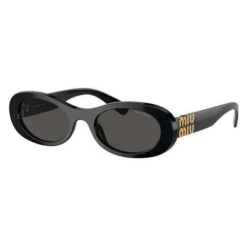 Kính Mát Nữ Miu Miu Oval Sunglasses OMY 06ZS 1AB5S0 Màu Đen