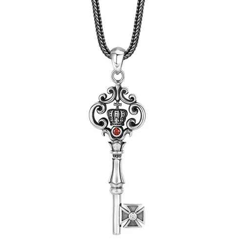 Trang sức - Mặt Dây Chuyền Nam Lili Jewelry Đính Đá CZ Hình Chìa Khóa Westyn LILI_080427 Màu Bạc - Vua Hàng Hiệu