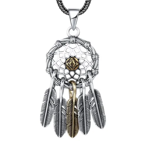 Mặt Dây Chuyền Nam Lili Jewelry Hình Lông Vũ Dreamcatcher LILI_080063 Màu Bạc/Vàng