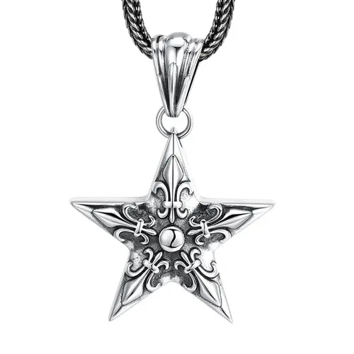 Mặt Dây Chuyền Nam Lili Jewelry Hình Ngôi Sao 5 Cánh Emory LILI_080241 Màu Bạc