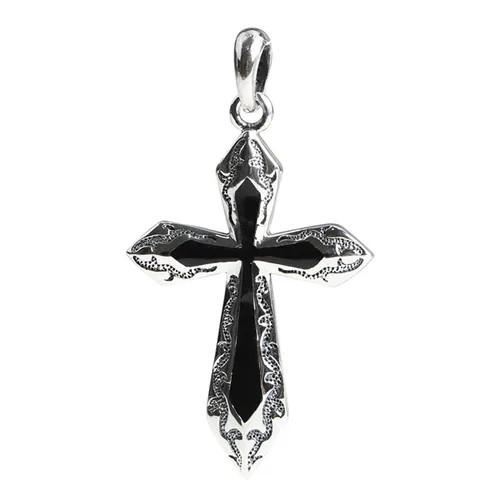 Mặt Dây Chuyền Nam Lili Jewelry Hình Thánh Giá Larry LILI_080337 Màu Bạc/Đen - Trang sức - Vua Hàng Hiệu
