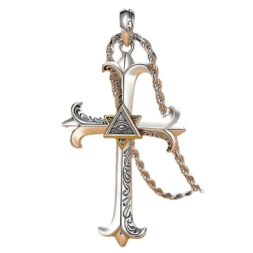 Mặt Dây Chuyền Nam Lili Jewelry Mắt Thần Thánh Giá Zavier LILI_076966 Màu Bạc