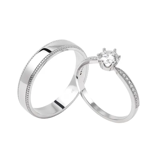 Nhẫn Đôi Morina Elysia Amorette C4533 Màu Bạc