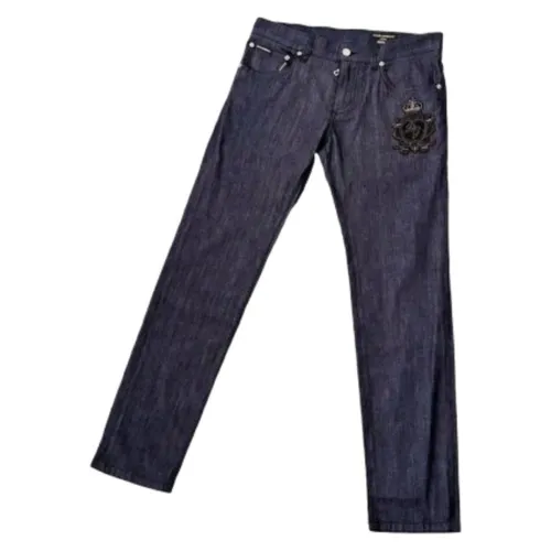 Quần Jean Nam Dolce & Gabbana D&G In Blue Denim With Logo Embroidered GYD2LZ FURHB B6712 Màu Xanh Đen Size 44 - Thời trang - Vua Hàng Hiệu