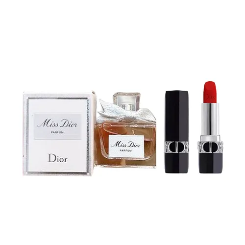 Set Nước Hoa Nữ Dior Miss Dior Parfum Và Son Dior Rouge Velvet Màu 999 Màu Đỏ Tươi Mini - Nước hoa - Vua Hàng Hiệu