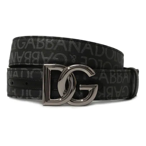 Thắt lưng Dolce & Gabbana - Thắt Lưng Nam Dolce & Gabbana D&G Belt Black With Gray Logo BC4644 AJ705 8B969 Bản 4cm Màu Đen Hoạ Tiết Size 90 - Vua Hàng Hiệu