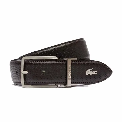 Thắt Lưng Nam Lacoste Men's Engraved Buckle Reversible Piqué Leather Belt RC4002 M84 Màu Nâu Đen Size 90