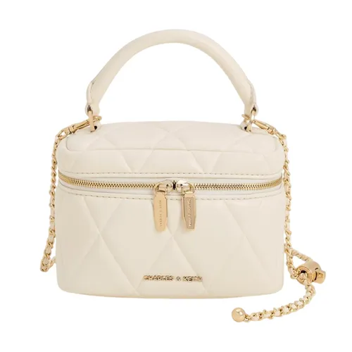 Túi Đeo Chéo Nữ Charles & Keith CNK Arwen Quilted Top Handle Vanity Bag - Cream CK2-80782534 Màu Kem