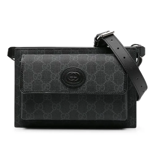 Túi Đeo Vai Nam Gucci GG Supreme Canvas Belt Bag 74630092TCF Màu Đen Xám - Túi xách - Vua Hàng Hiệu