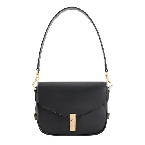 Túi Đeo Vai Nữ Charles & Keith CNK Aurelia Metallic-Accent Saddle Bag CK2-20782471 Màu Đen