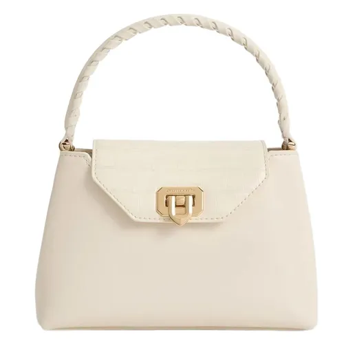 Túi xách - Túi Xách Tay Nữ Charles & Keith Arwen Croc Effect Braided Strap CK2-50782379-A_CREAM Handle Bag Màu Kem - Vua Hàng Hiệu