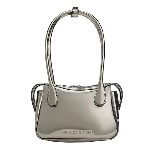 Túi Xách Tay Nữ Charles & Keith CNK Bosie Patent Elongated Top Màu Xám Bạc