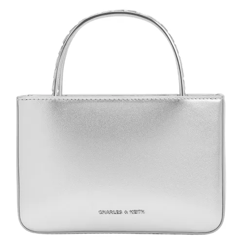 Túi xách - Túi Xách Tay Nữ Charles & Keith CNK Satin Crystal Embellished Dusk Silver CK2-30271529 Màu Bạc - Vua Hàng Hiệu