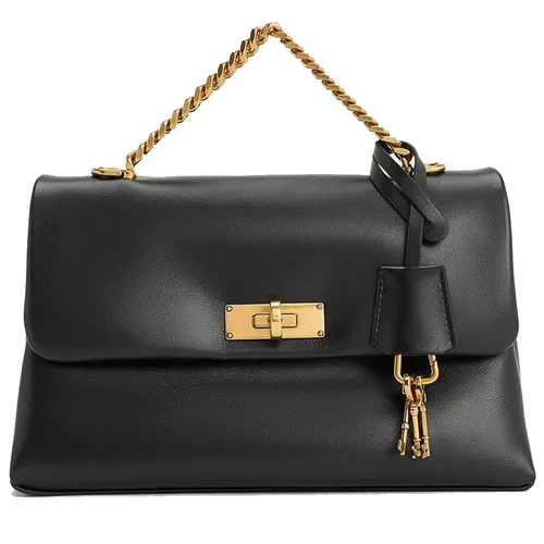Túi Xách Tay Nữ Charles & Keith CNK Kerry Chain Medium Handle Rectangular Crossbody Bag Black CK2-80782515 Màu Đen Size M