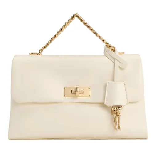 Túi Xách Tay Nữ Charles & Keith CNK Kerry Chain Medium Handle Rectangular Crossbody Bag Cream CK2-80782515 Màu Trắng Kem Size M