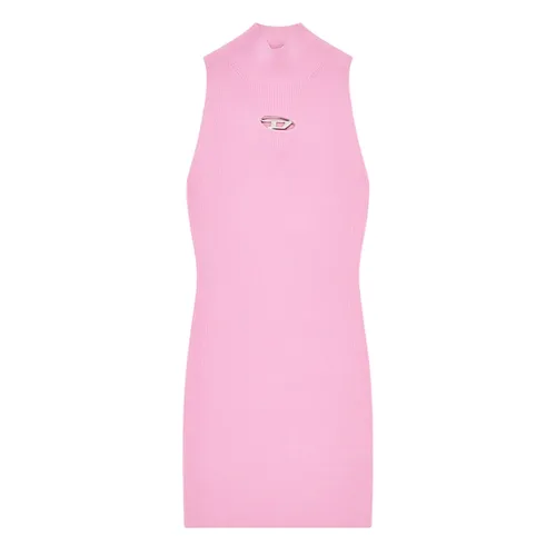 Diesel - Váy Body Nữ Diesel Short Turtleneck Dress In Ribbed Knit A123960DLAX377 Màu Hồng Size S - Vua Hàng Hiệu