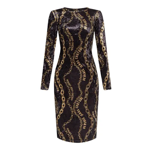 Váy Versace Jeans Couture Black Slim Fit Dress 77HAO9B0 JS367 G89 Màu Đen Vàng Size 40