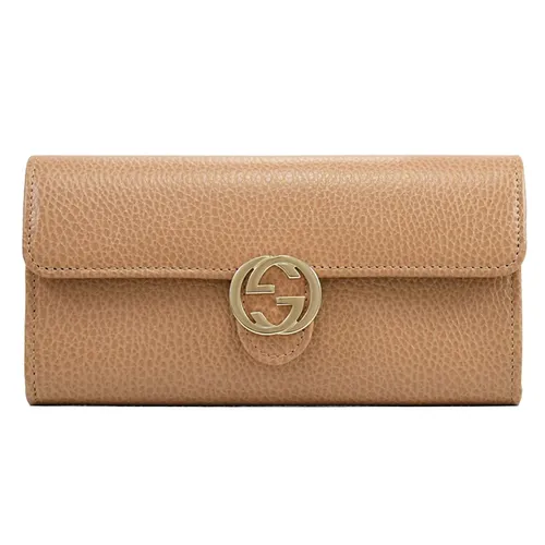 Ví Nữ Gucci Long Wallet Interlocking G GG Màu Beige
