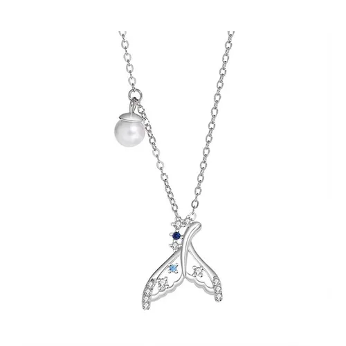 Vòng Cổ Nữ Lili Jewelry Bạc Đính Đá CZ Hình Đuôi Cá Voi Marina LILI_071362 Màu Bạc