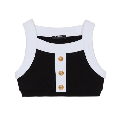 Áo Ba Lỗ Trẻ Em Balmain Two-Tone Top With Bottons BW8B52 Z0081 Màu Đen Trắng Size 13
