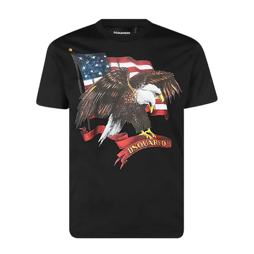 DSquared2 Áo phông - Áo Phông Nam Dsquared2 American Eagle Graphic Print S79GC0004 T-Shirt Màu Đen Size S - Vua Hàng Hiệu