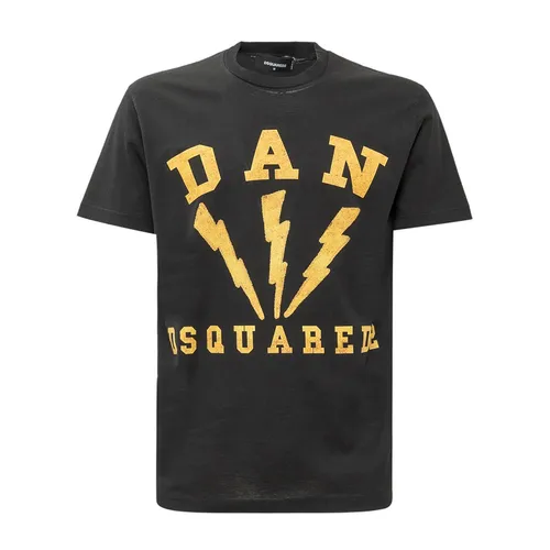 DSquared2 Nam Đen Áo phông - Áo Phông Nam Dsquared2 Dan Lightening Black T-Shirt Màu Đen Size XS - Vua Hàng Hiệu