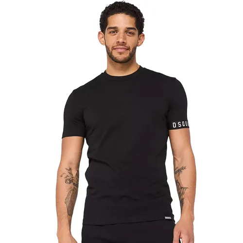 DSquared2 Nam Đen Áo phông - Áo Phông Nam Dsquared2 Loungewear Sleeve Band Logo Crew Tshirt Màu Đen Size S - Vua Hàng Hiệu