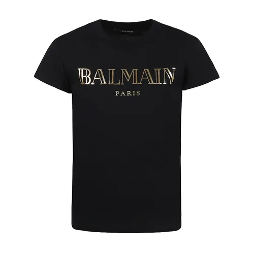Áo Phông Trẻ Em Balmain Logo Tshirt BW8A91 Z0082 Màu Đen Size 12