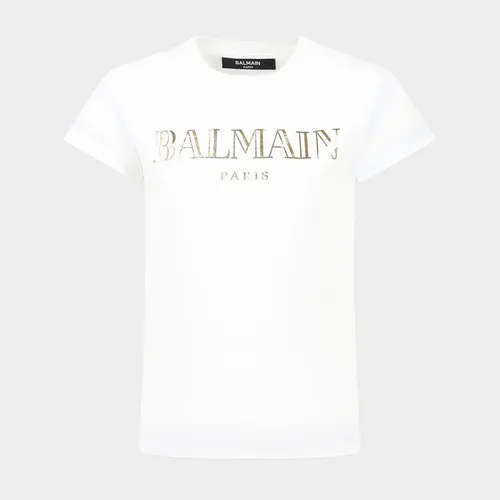 Áo Phông Trẻ Em Balmain Logo Tshirt BW8A91 Z0082 Màu Trắng Size 12