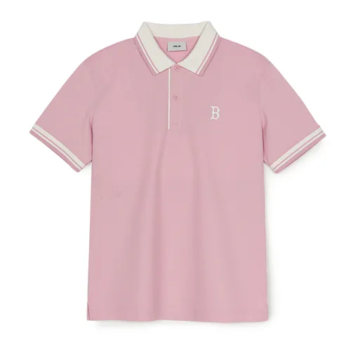 Thời trang MLB Korea Hồng Áo Polo - Áo Polo MLB Basic Collar Point Comfortable Fit Boston Red Sox 3APQB0253-43PKM Màu Hồng - Vua Hàng Hiệu