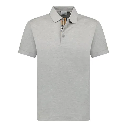 Thời trang Xám Áo Polo - Áo Polo Nam Burberry Hartford Check Placket Polo Grey Màu Xám Size S - Vua Hàng Hiệu