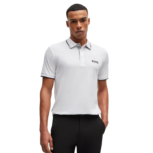 Áo Polo Nam Hugo Boss Cotton-Blend Polo Shirt With Contrast Logos 50469102 100 Màu Trắng Size S