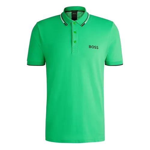 Áo Polo Nam Hugo Boss Polo Shirt With Contrast Logos 50469102 341 Màu Xanh Green Size S